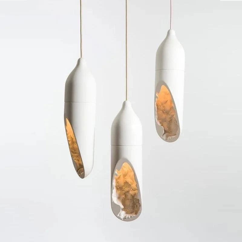 Suspension Lampe Japonaise Wabi Sabi Moderne en Plâtre pour Foyer, Cuisine ou Chambre | Marco Lucetti