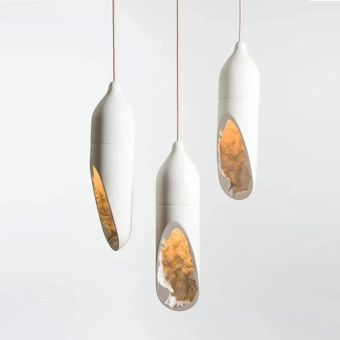 Suspension Lampe Japonaise Wabi Sabi Moderne en Plâtre pour Foyer, Cuisine ou Chambre | Marco Lucetti