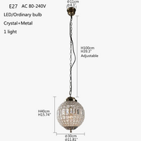 Suspension Lampe en Cristal Style Médiéval