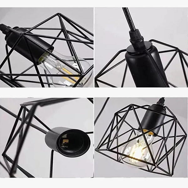 Suspension Vintage en Métal Nordique pour Plafonnier Cage Led Rumia - Lustre pour Îlot de Cuisine