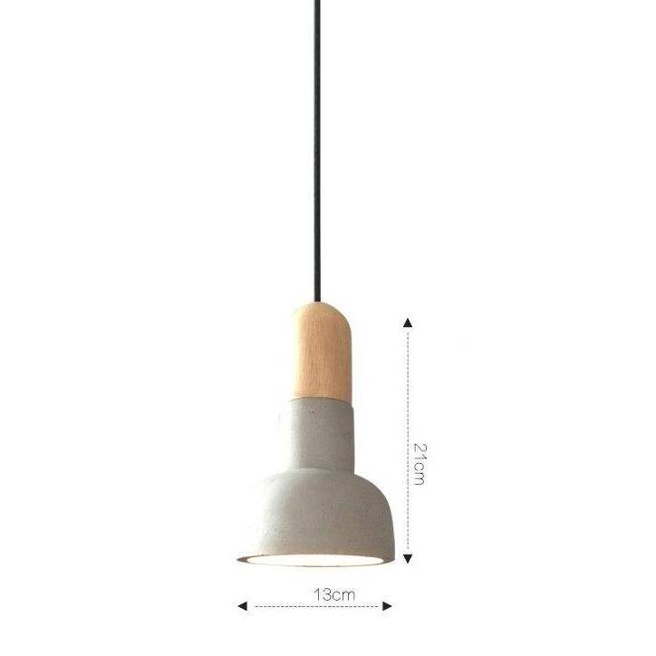 Suspension LED Arrondie en Bois et Ciment Loft | Marco Lucetti