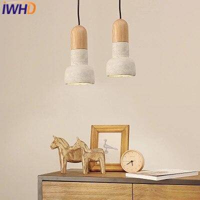 Suspension LED Arrondie en Bois et Ciment Loft | Marco Lucetti
