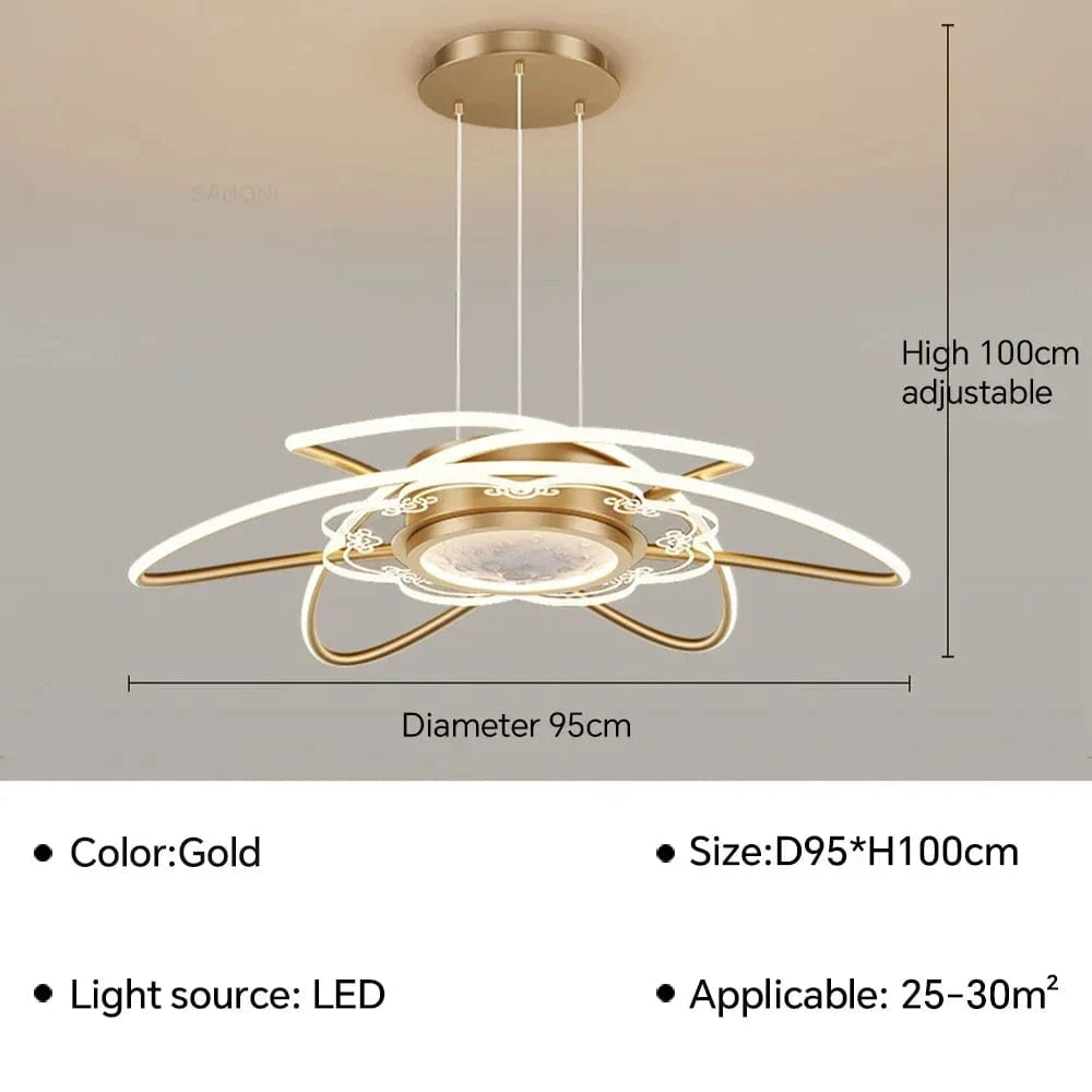 Suspension LED au design moderne - Éclairage innovant | Marco Lucetti Or F 95CM / Blanc chaud (pas de RC)