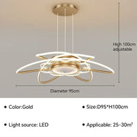 Suspension LED au design moderne - Éclairage innovant | Marco Lucetti Or F 95CM / Blanc chaud (pas de RC)