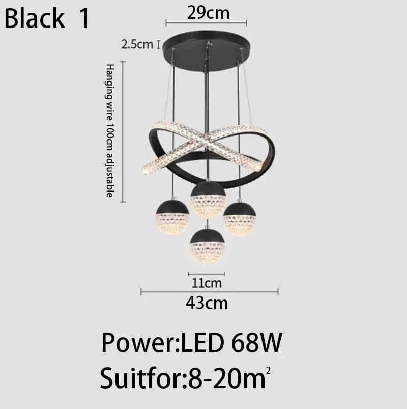 Suspension LED au design moderne et épuré | Marco Lucetti Noir 1 / 3 couleurs pas de télécommande