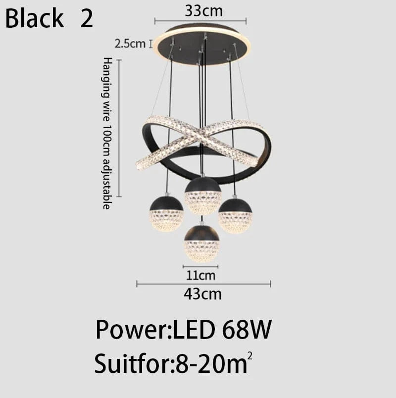 Suspension LED au design moderne et épuré | Marco Lucetti Noir 2 / 3 couleurs pas de télécommande