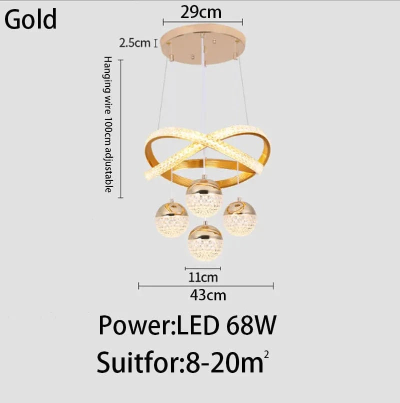 Suspension LED au design moderne et épuré | Marco Lucetti Or 1 / 3 couleurs pas de télécommande