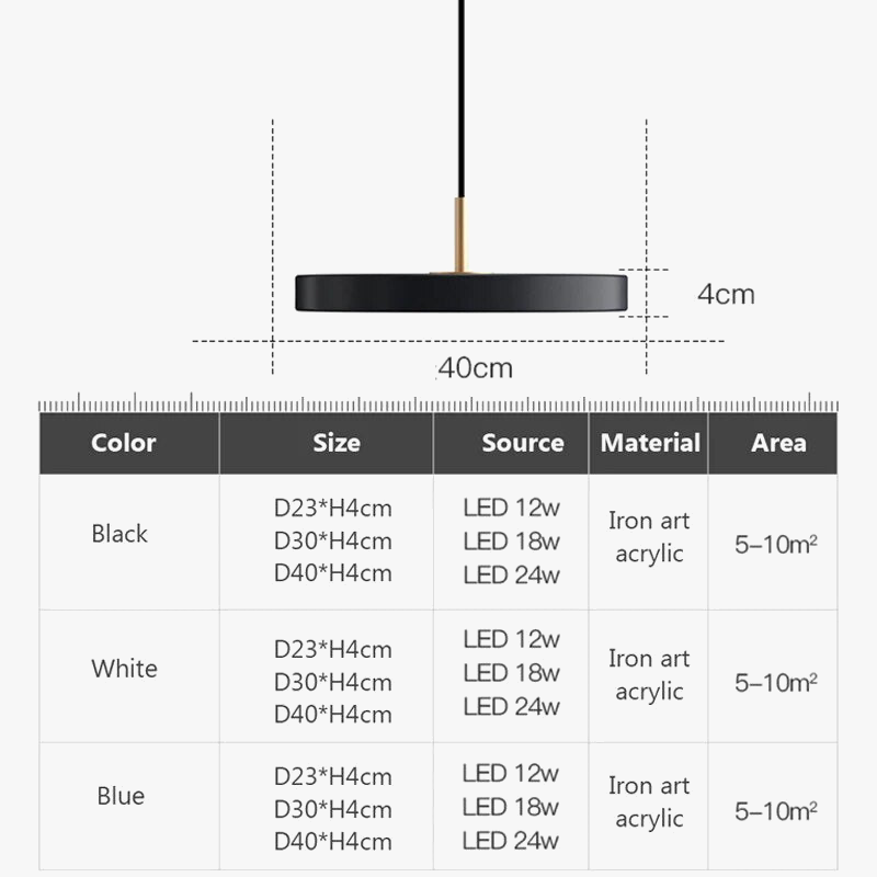 Suspension LED Nordic Style 23-40cm