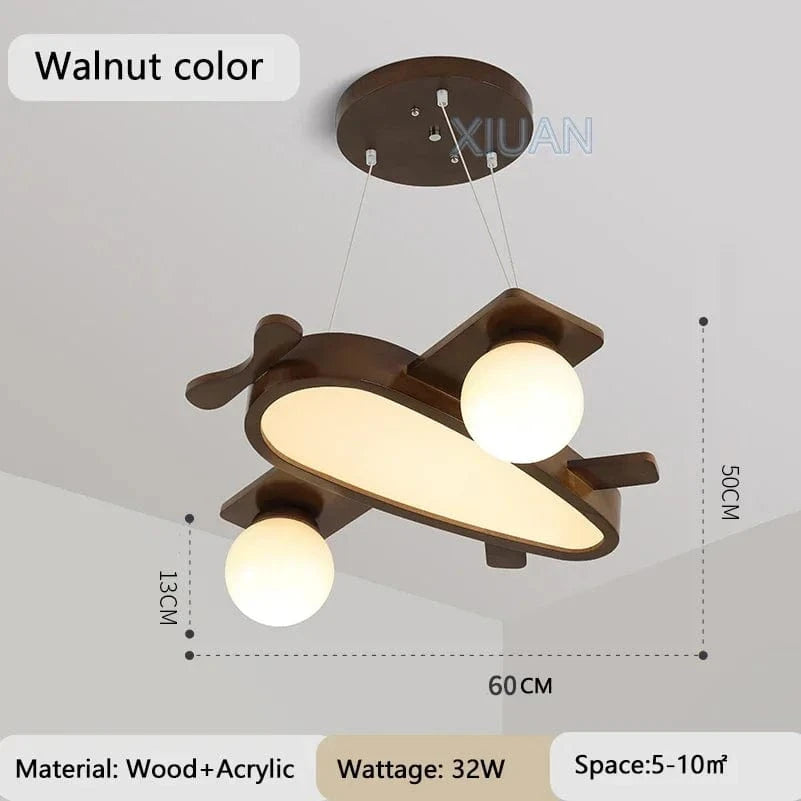 Suspension LED Avion Nordique Décorative | Marco Lucetti Couleur noyer / C.A. 220 V-240 V / Lumière chaude