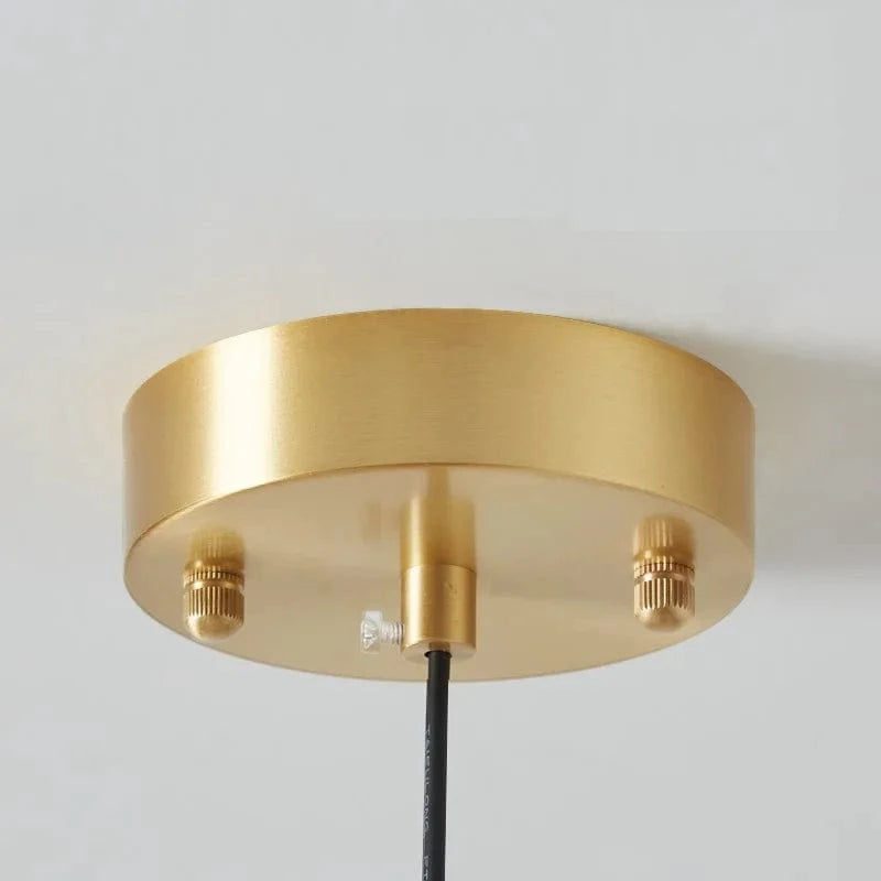 Suspension LED Bauhaus en verre et métal doré. | Marco Lucetti