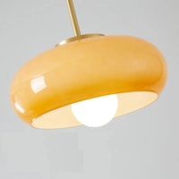 Suspension LED Bauhaus en verre et métal doré. | Marco Lucetti