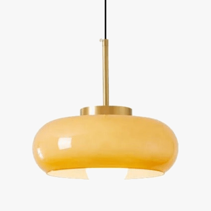Suspension LED Bauhaus en verre et métal doré. | Marco Lucetti