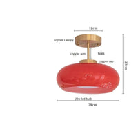 Suspension LED Bauhaus en verre et métal doré. | Marco Lucetti Rouge