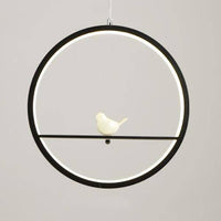 Suspension LED Birdy Circle - Noir ou Blanc | Marco Lucetti 20cm - 1 oiseau / Noir / Chaude