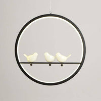 Suspension LED Birdy Circle - Noir ou Blanc | Marco Lucetti 30cm - 3 oiseaux / Noir / Chaude