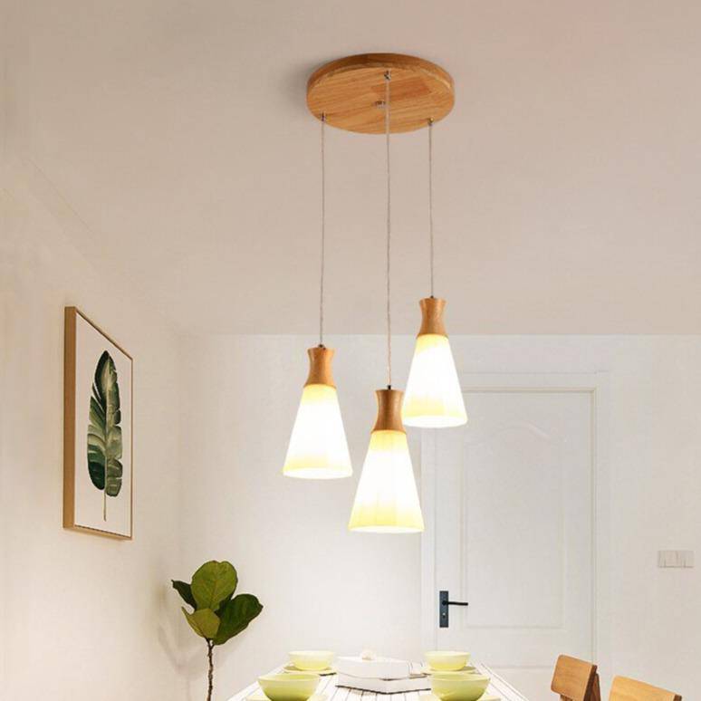 Suspension LED blanche et bois - Design scandinave | Marco Lucetti