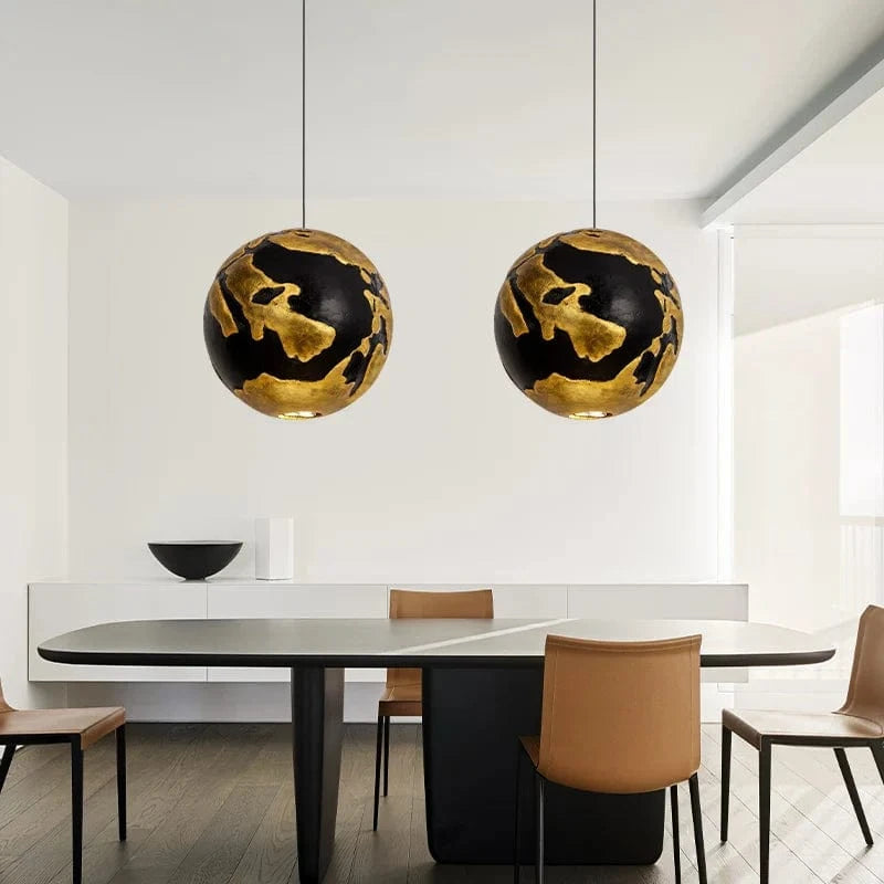 Suspension LED Boule Noire et Dorée Luxe | Marco Lucetti