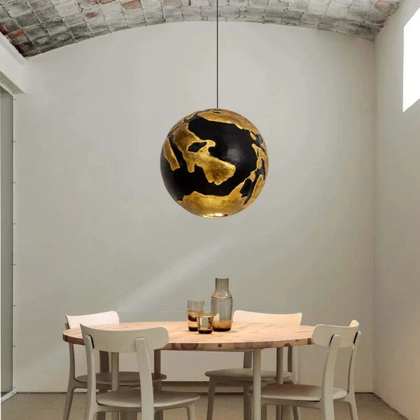 Suspension LED Boule Noire et Dorée Luxe | Marco Lucetti
