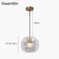 Suspension LED Boule Verre & Tige Dorée - Style Moderne | Marco Lucetti