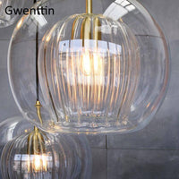 Suspension LED Boule Verre & Tige Dorée - Style Moderne | Marco Lucetti