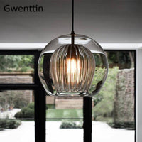 Suspension LED Boule Verre & Tige Dorée - Style Moderne | Marco Lucetti