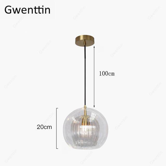 Suspension LED Boule Verre & Tige Dorée - Style Moderne | Marco Lucetti 20cm