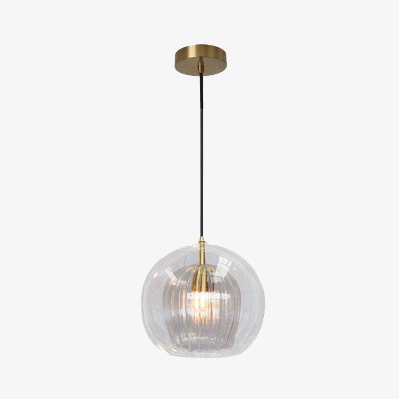 Suspension LED Boule Verre & Tige Dorée - Style Moderne | Marco Lucetti 25cm