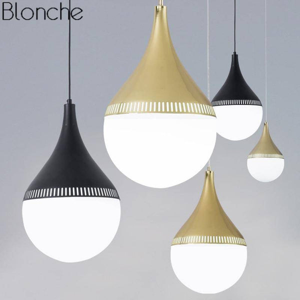 Suspension LED boules en verre à chapeau pointu - Or ou Noir | Marco Lucetti