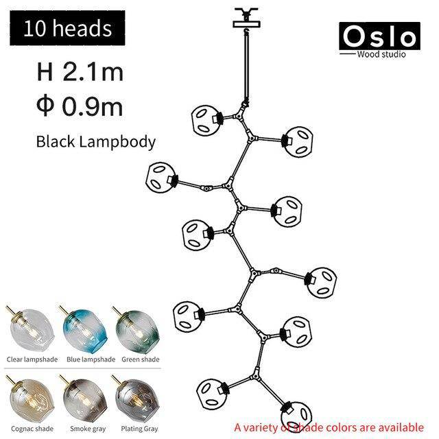 Suspension LED "Branch Glow" | Marco Lucetti Noir / 10 lampes