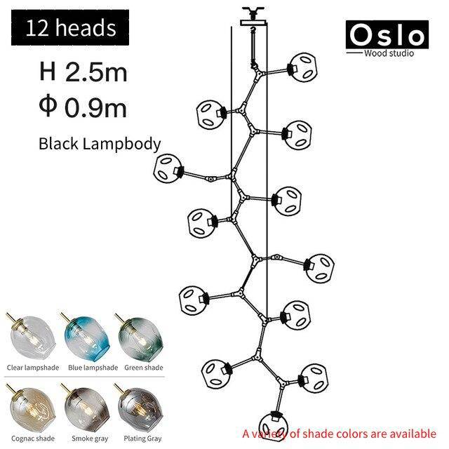 Suspension LED "Branch Glow" | Marco Lucetti Noir / 12 lampes