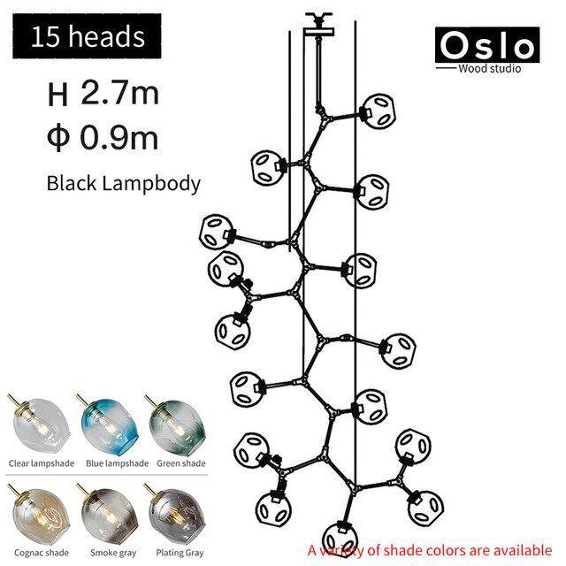 Suspension LED "Branch Glow" | Marco Lucetti Noir / 15 lampes