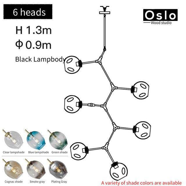 Suspension LED "Branch Glow" | Marco Lucetti Noir / 6 lampes