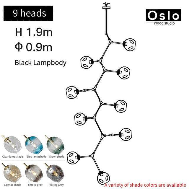 Suspension LED "Branch Glow" | Marco Lucetti Noir / 9 lampes