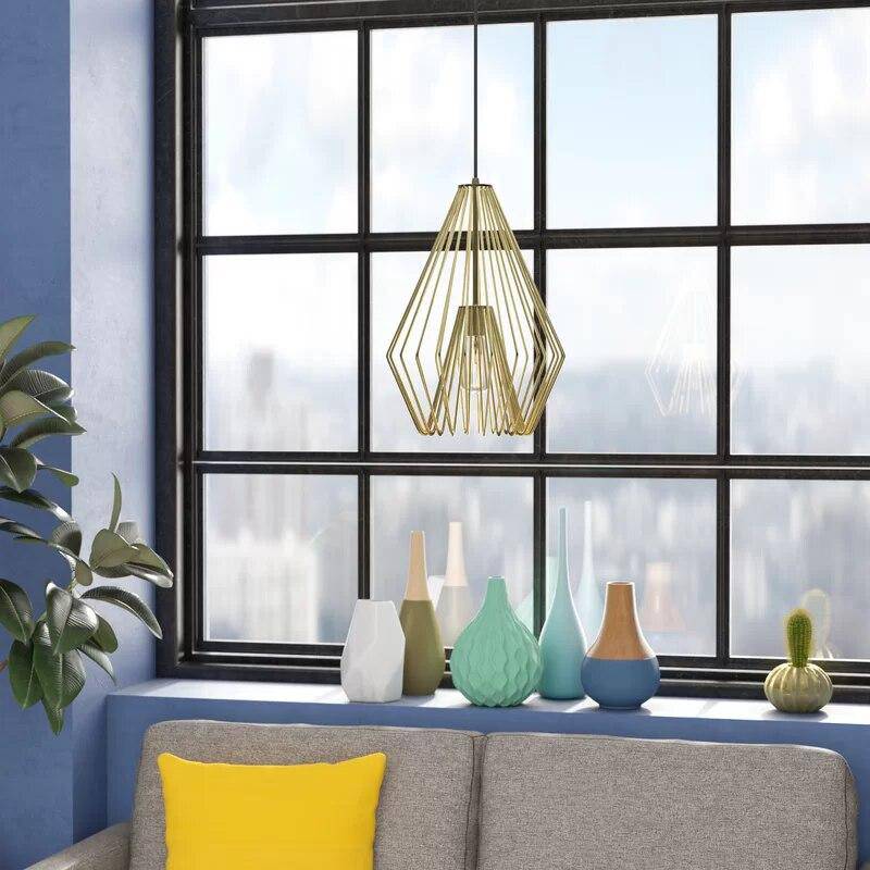 Suspension LED Cage Design Doré | Marco Lucetti