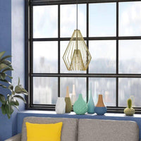 Suspension LED Cage Design Doré | Marco Lucetti