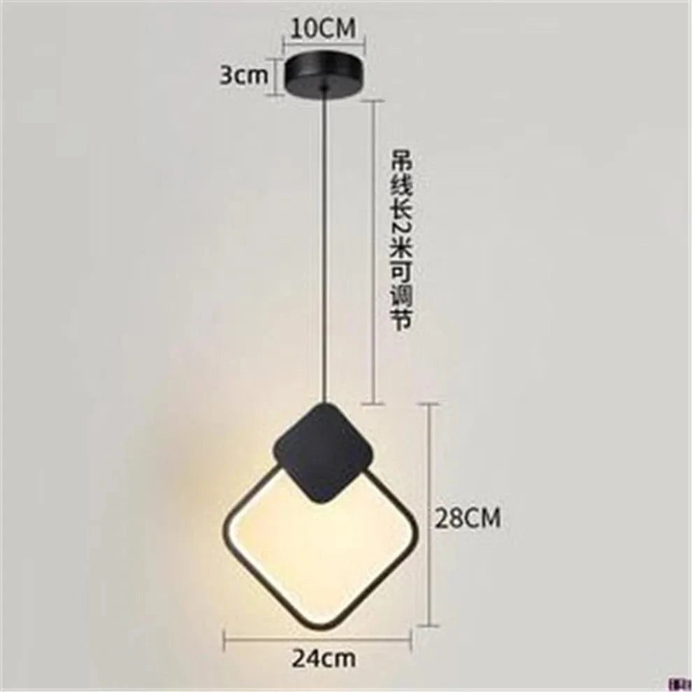 Suspension LED Carré Géométrique Nordique Métal 2020 | Marco Lucetti Noir C / Lumière chaude