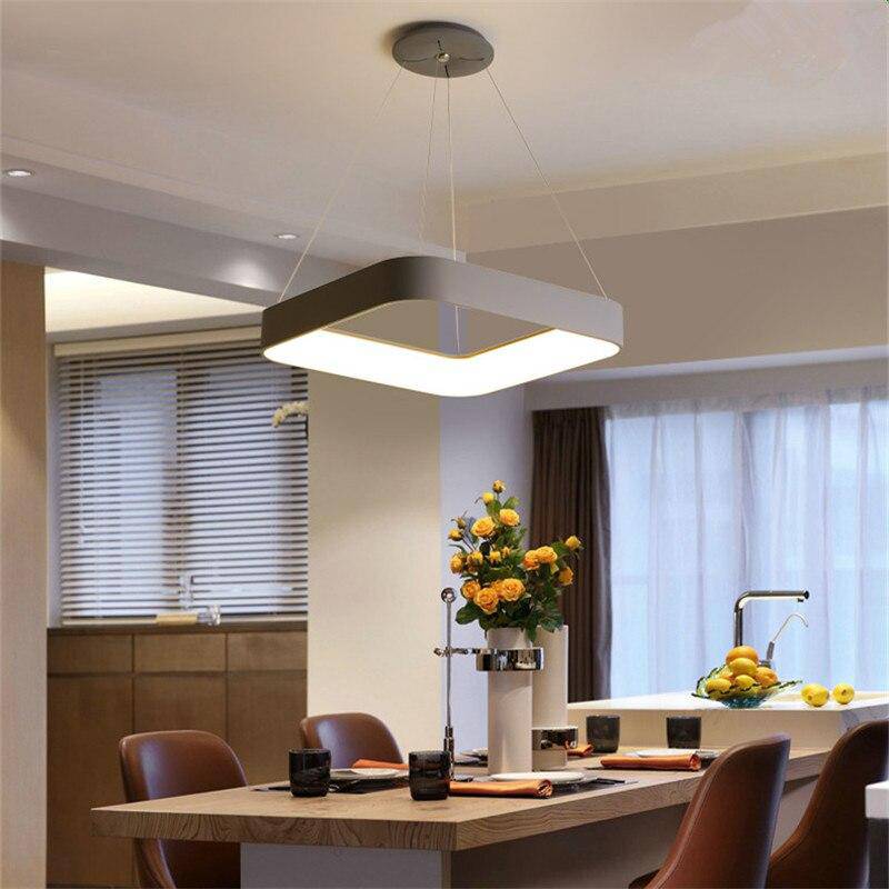 Suspension LED carrée en métal gris Mossko | Marco Lucetti