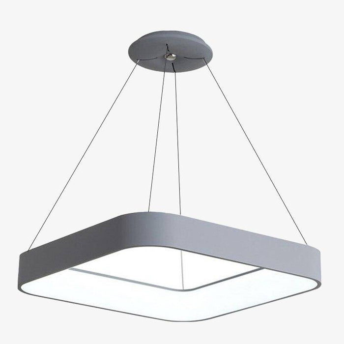 Suspension LED carrée en métal gris Mossko | Marco Lucetti