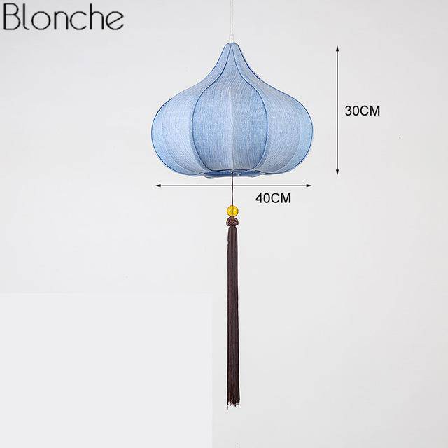 Suspension LED Chinoise en Tissu | Marco Lucetti Bleu - A