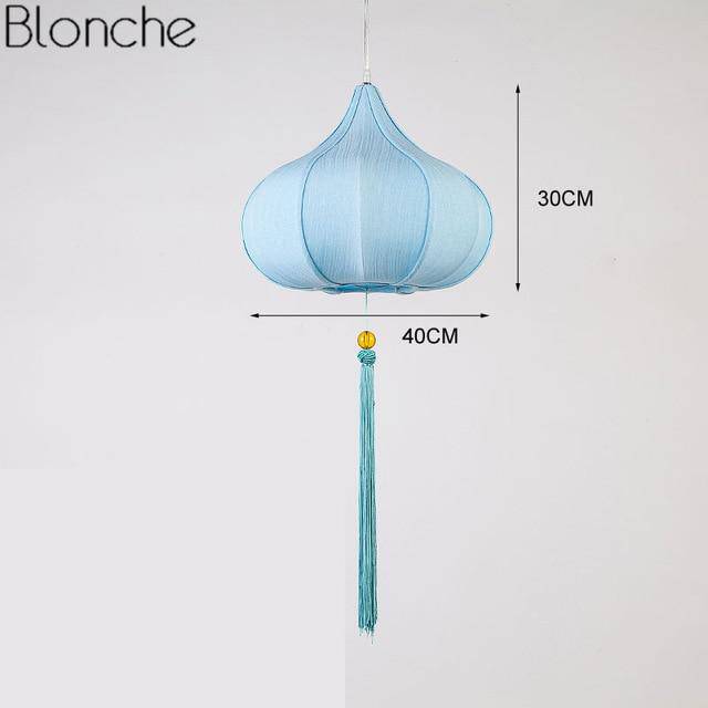 Suspension LED Chinoise en Tissu | Marco Lucetti Bleu ciel - A
