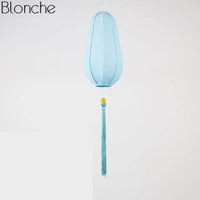 Suspension LED Chinoise en Tissu | Marco Lucetti Bleu ciel - C