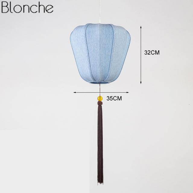 Suspension LED Chinoise en Tissu | Marco Lucetti Bleu - D