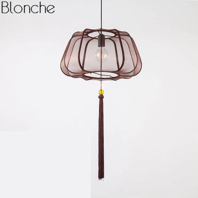 Suspension LED Chinoise en Tissu | Marco Lucetti Marron - B