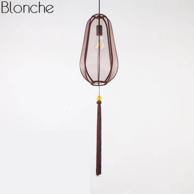 Suspension LED Chinoise en Tissu | Marco Lucetti Marron - C