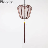 Suspension LED Chinoise en Tissu | Marco Lucetti Marron - D