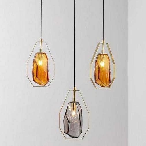Suspension LED Coffee en verre géométrique. | Marco Lucetti