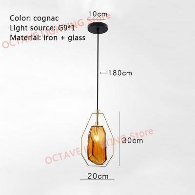 Suspension LED Coffee en verre géométrique. | Marco Lucetti Cognac / Froide