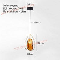Suspension LED Coffee en verre géométrique. | Marco Lucetti Cognac / Froide