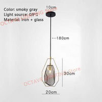 Suspension LED Coffee en verre géométrique. | Marco Lucetti Gris fumé / Froide