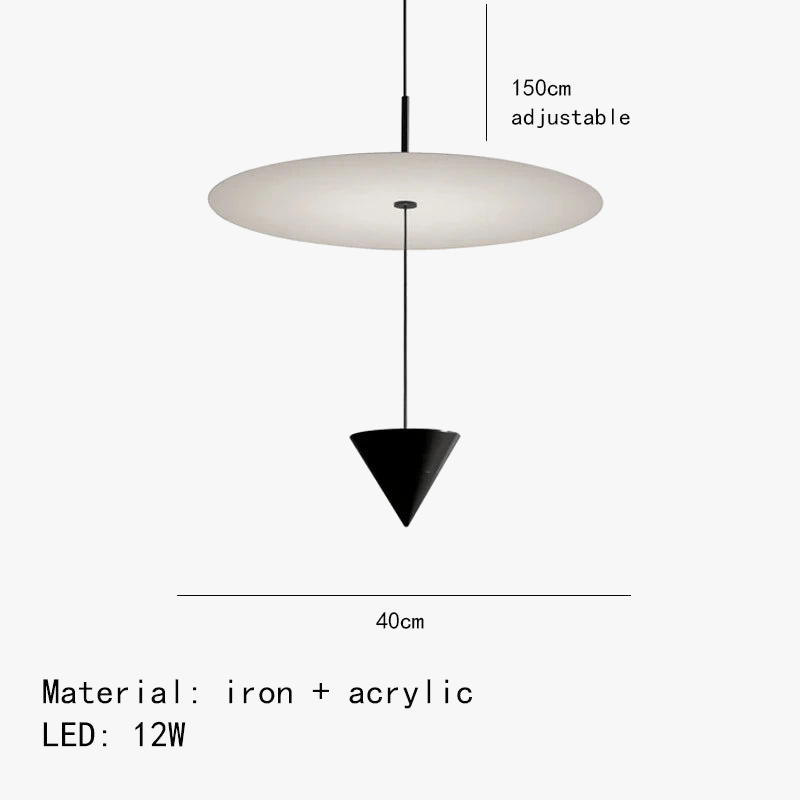 Suspension LED Conique Art Déco Design - Hauteur Réglable - Nouveauté | Marco Lucetti Diamètre 40cm / Blanc chaud